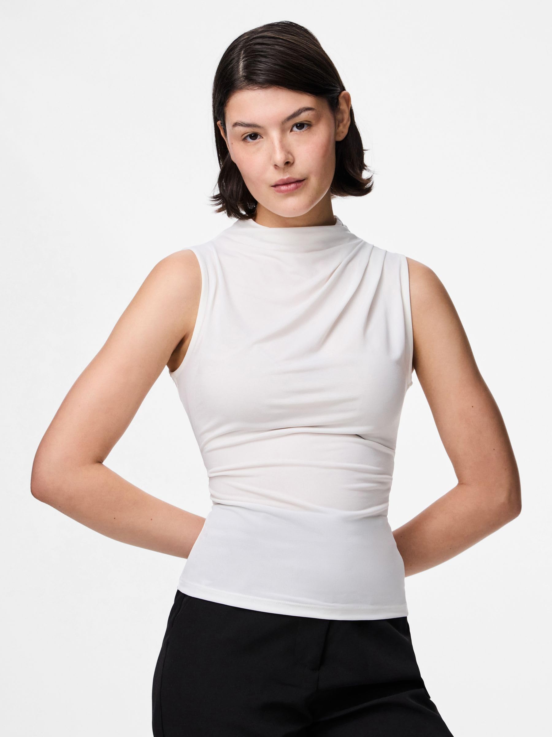 PIECES Pcmadison Draped top smanicato M cotone