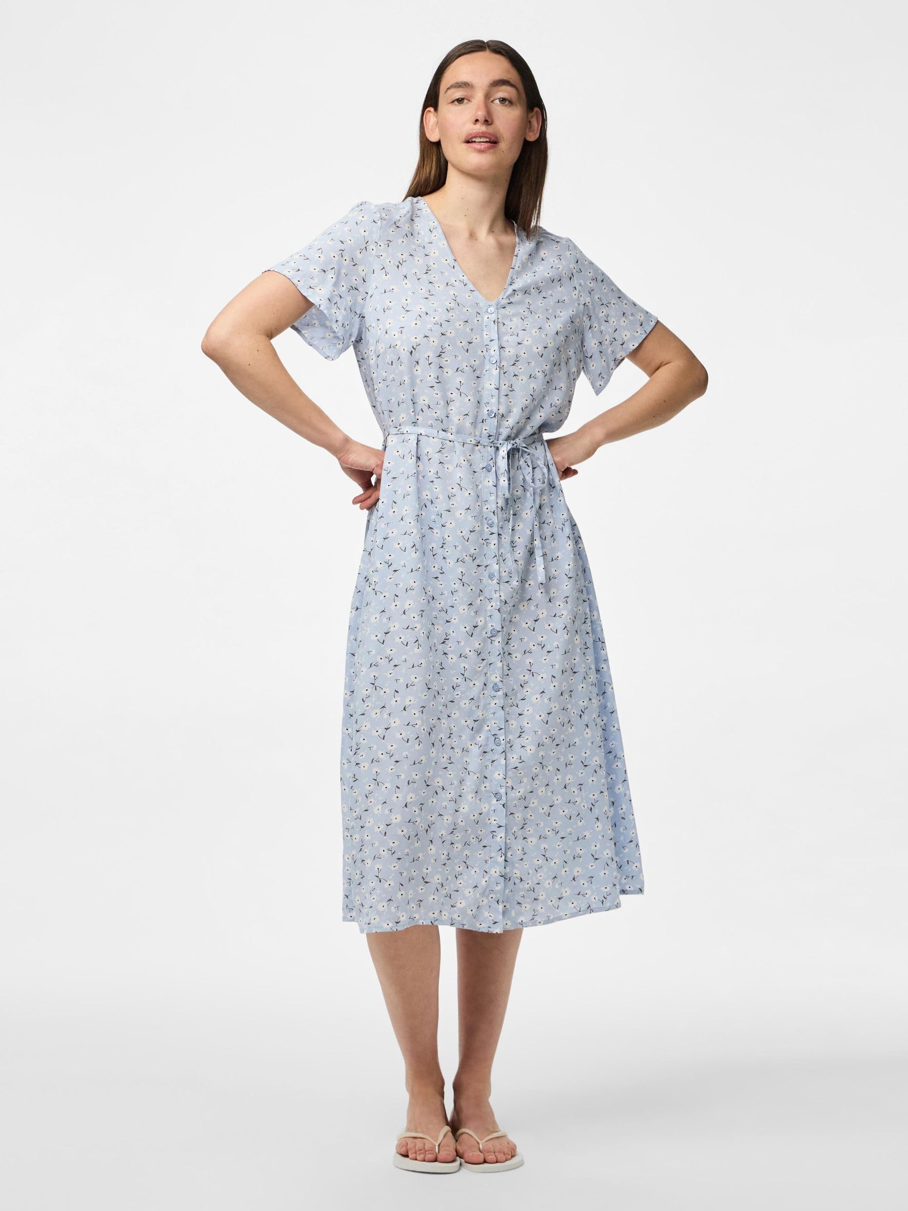 PIECES Pcnya V-Neck Midi abito donna scollo a V