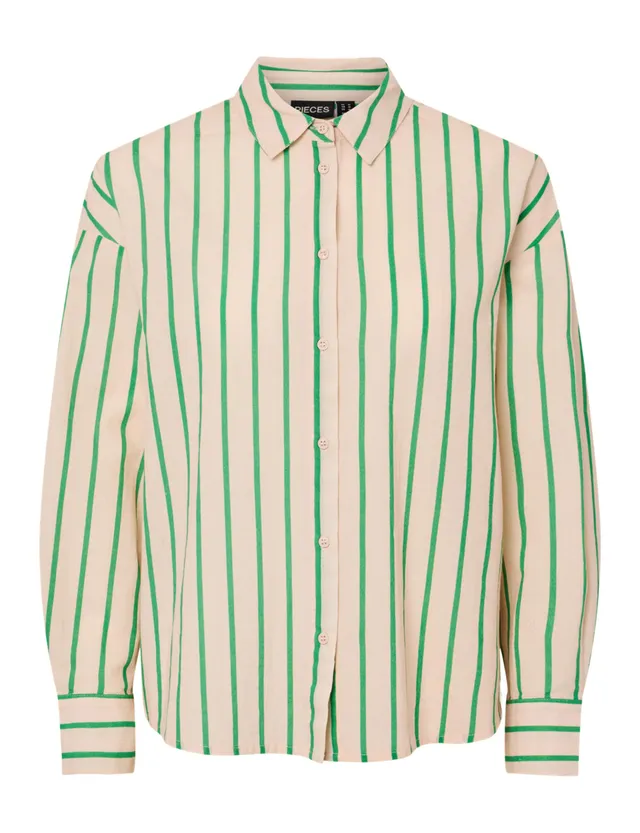 Pieces Pcjavia LS Stripe camicia donna righe cotone