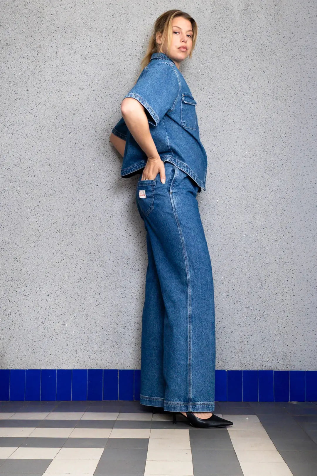 el.residu Elena 1 pantaloni blu cotone