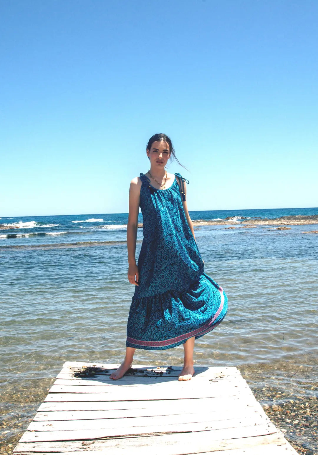 el.residu Myra #11 vestito midi blu S/M viscosa