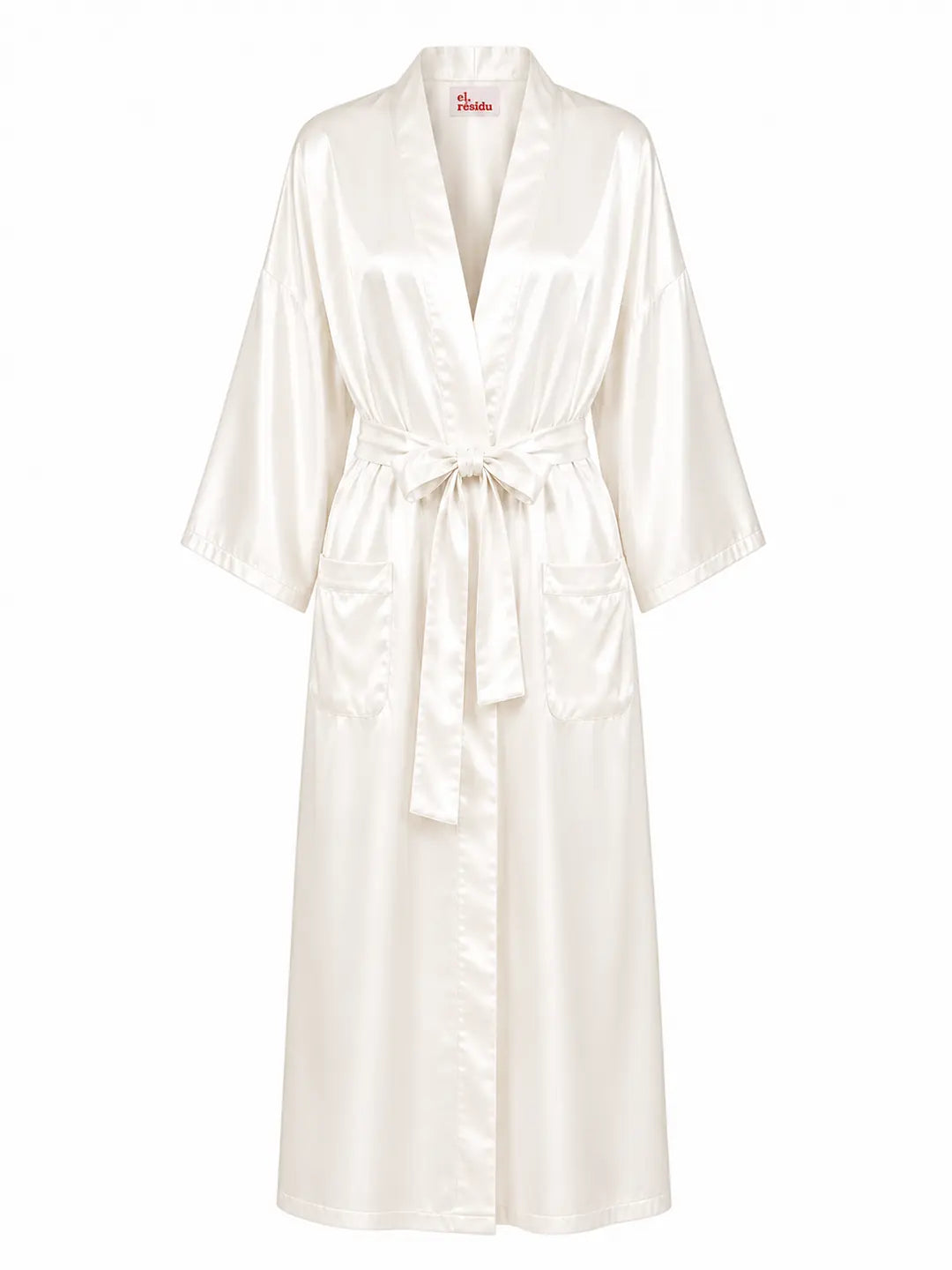 el.residu Asha Satin Long kimono seta off-white satinata