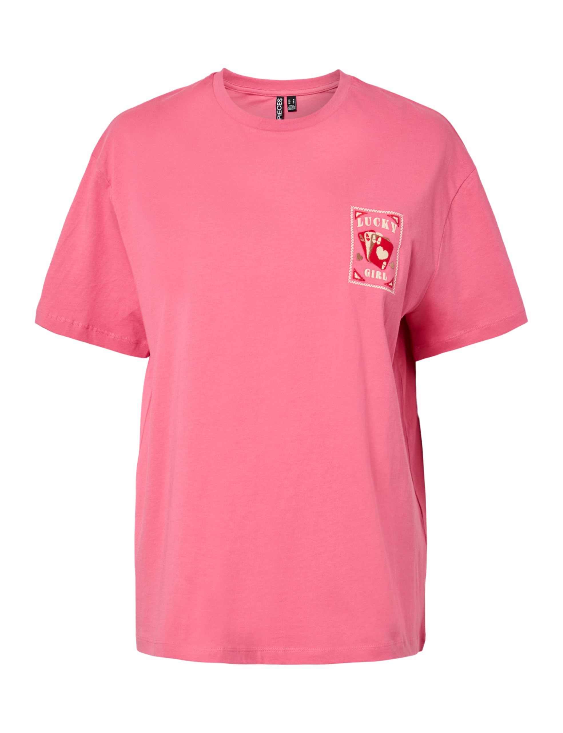 PIECES Pceloise SS Emb Tee FC BC t-shirt rosa ricamata