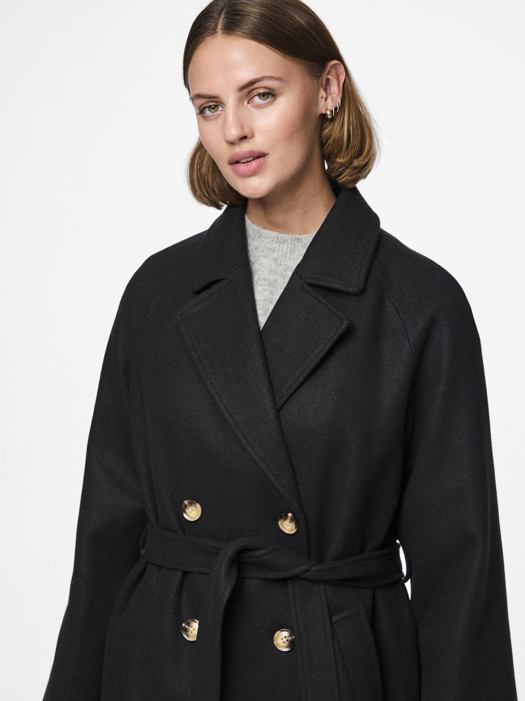 Pieces Pcmarbel cappotto donna taglia S lungo nero