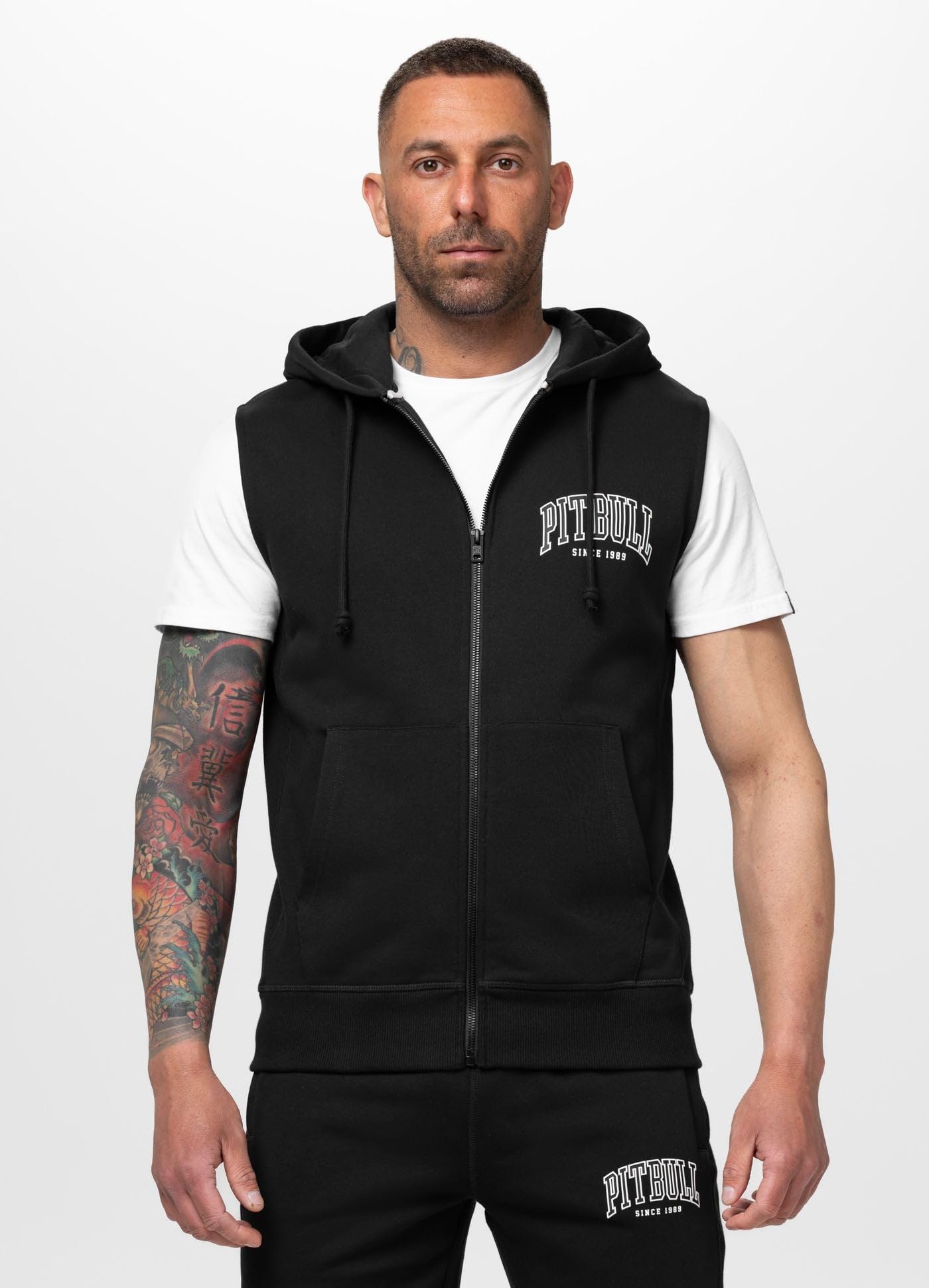 Pitbull Badger gilet uomo con cappuccio zip senza maniche