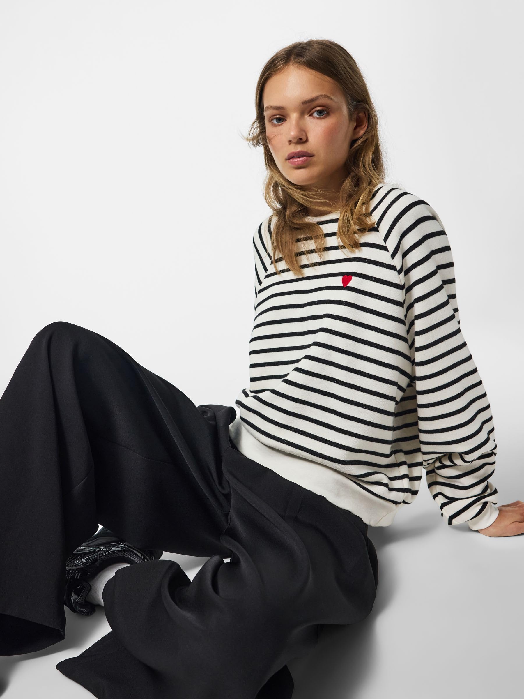 PIECES Pcgreta LS EMB Sweat FC felpa XL cotone