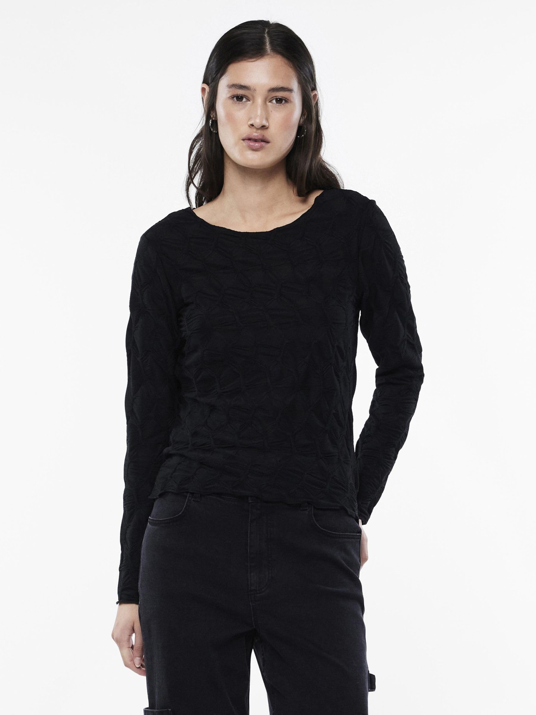 PIECES Pclola LS O-Neck Top blusa L manica lunga