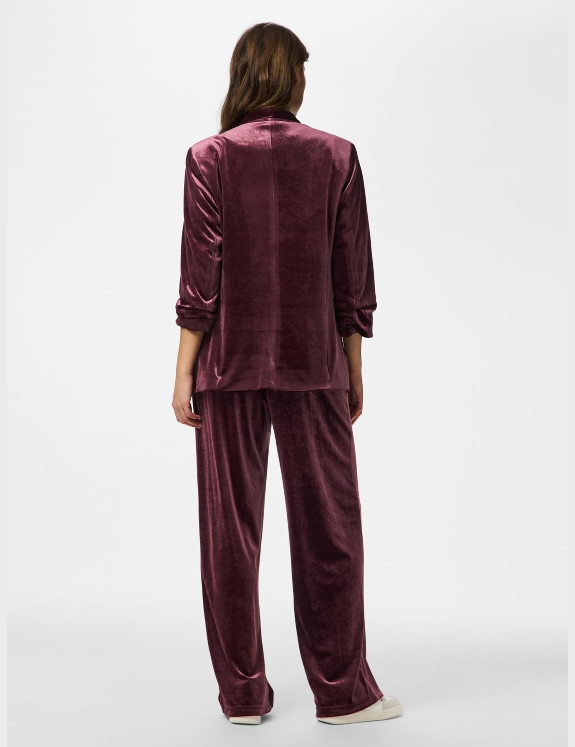 Pieces Pcbosella Velour Pantaloni Donna Vita Alta Larghi