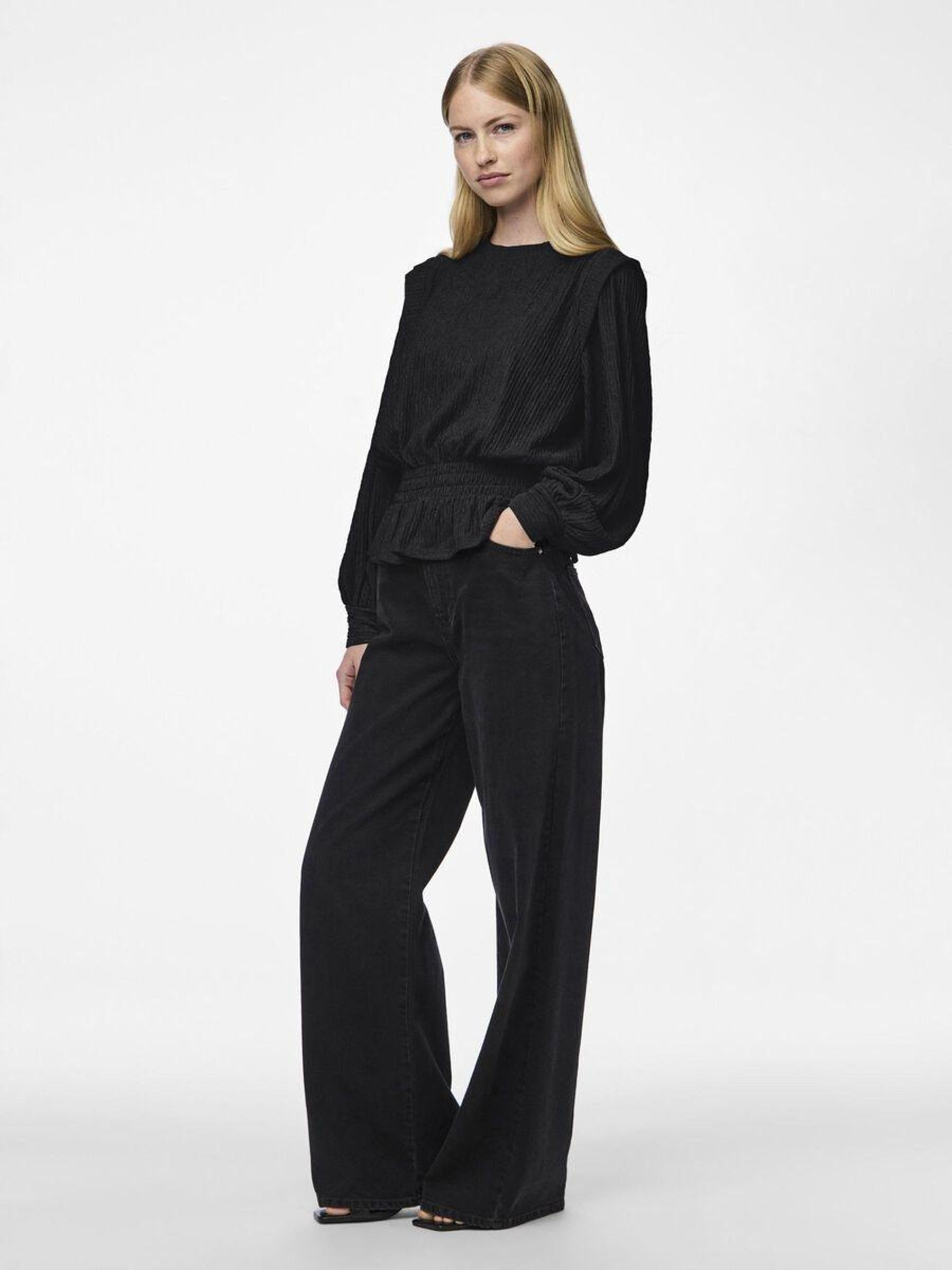 PIECES Pcnilas top donna manica lunga nero taglia XS
