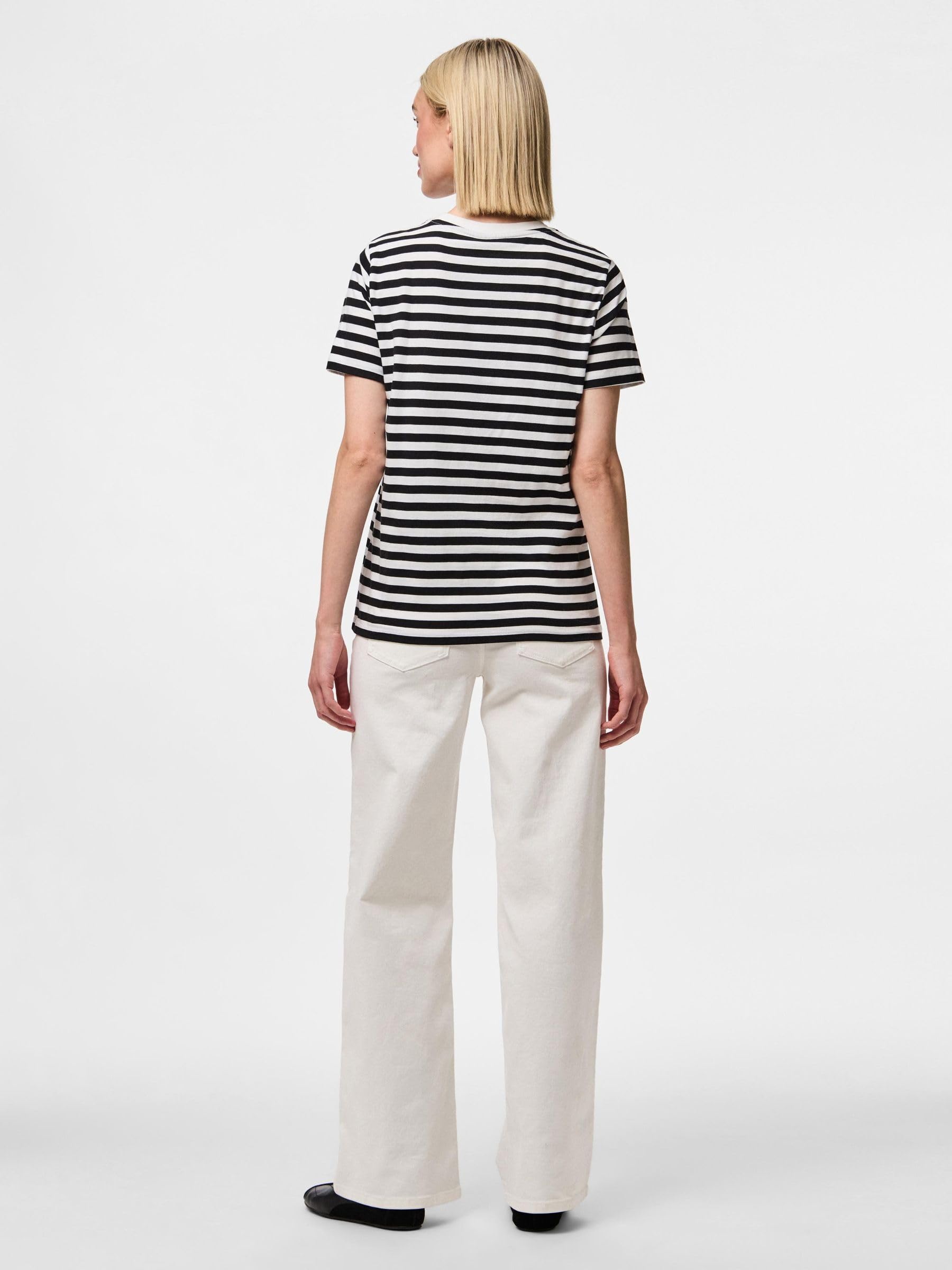 PIECES Pcria T-Shirt Donna Rigata Cotone