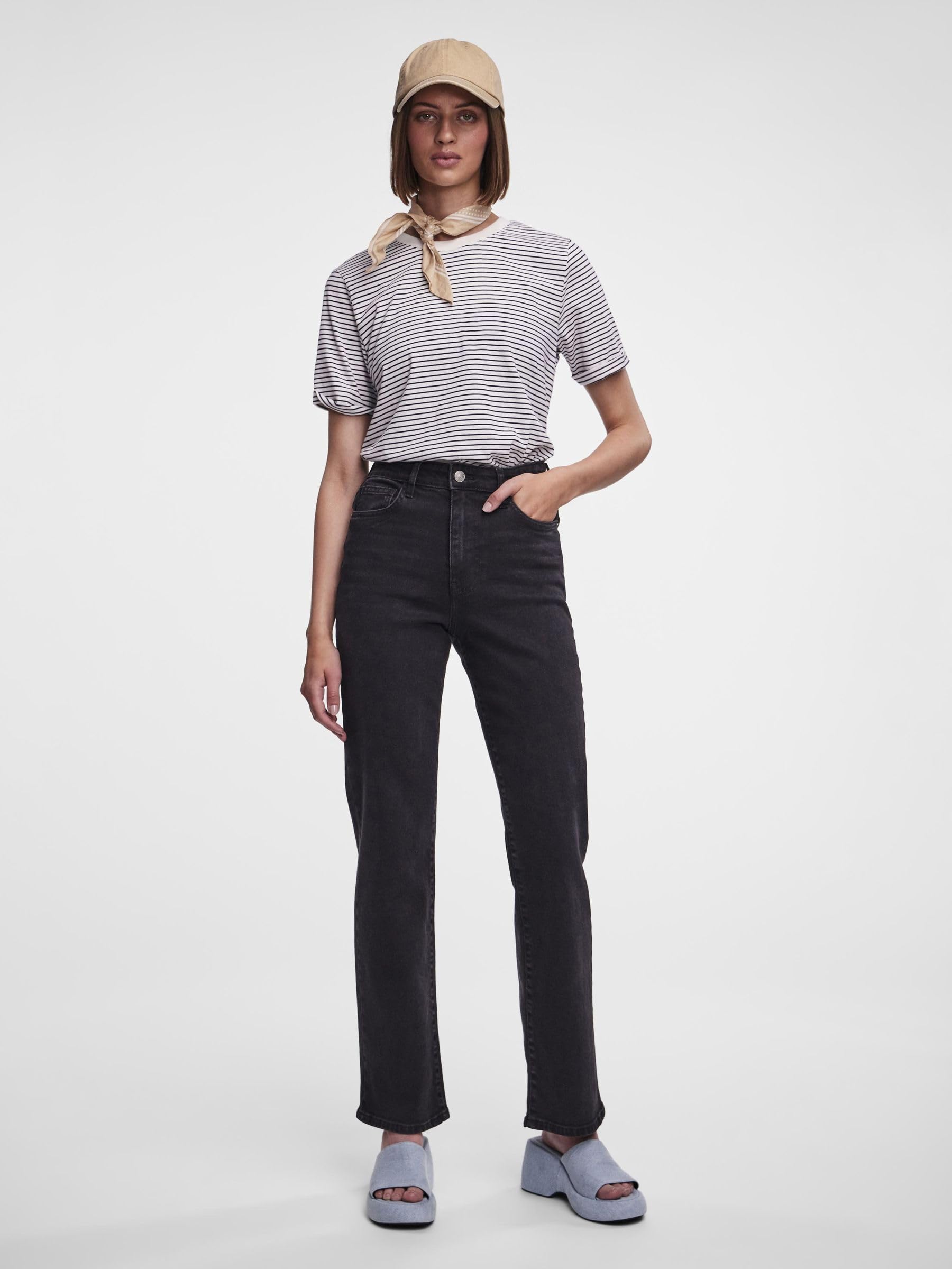 Pieces Pckelly HW Straight jeans donna blu denim