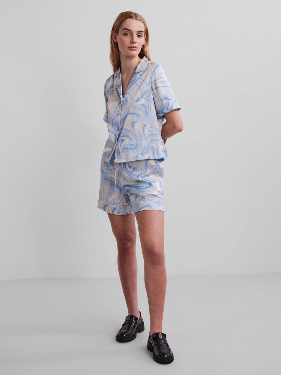 Pieces Pcvilli camicia donna raso maniche corte crop