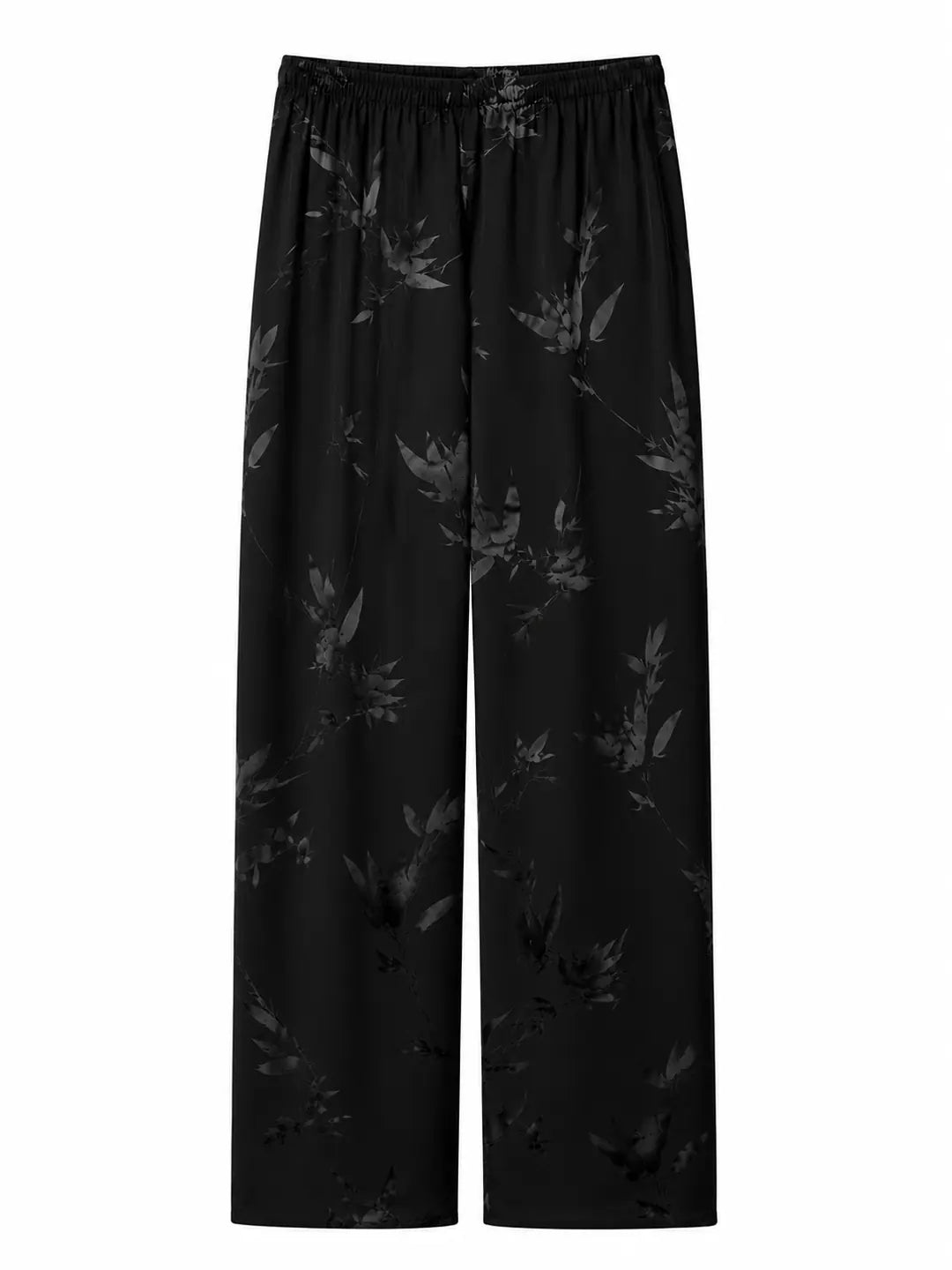 el.residu Risha Leaf pantaloni seta neri jacquard
