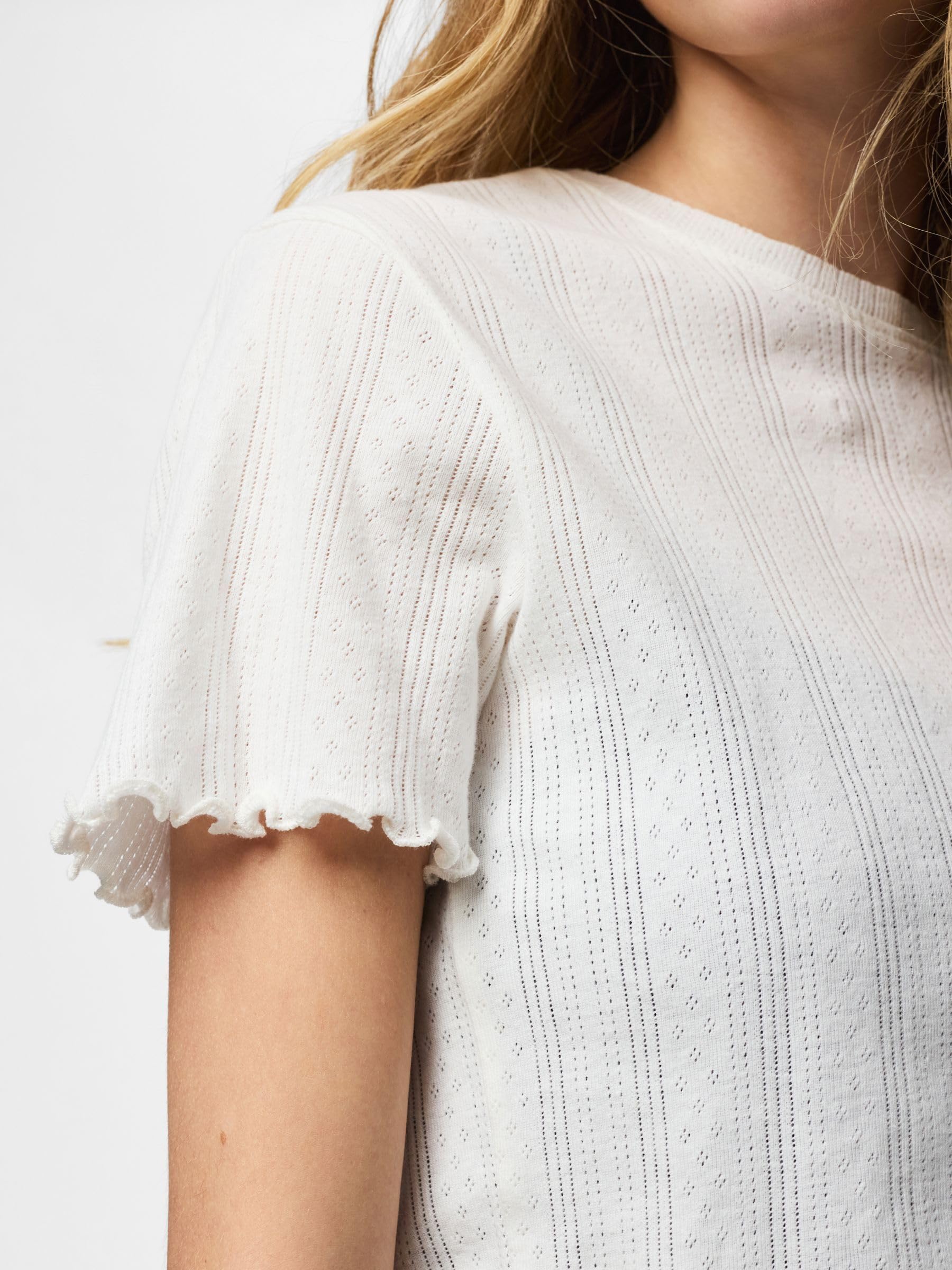 Pieces Pcmarie SS O-Neck Poin Top Jrs Noos BC top donna L