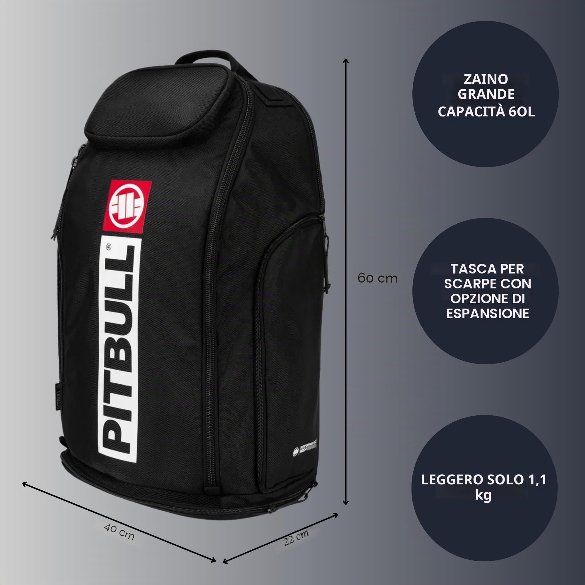 Pitbull Airway Hilltop XL zaino uomo nero-bianco nylon