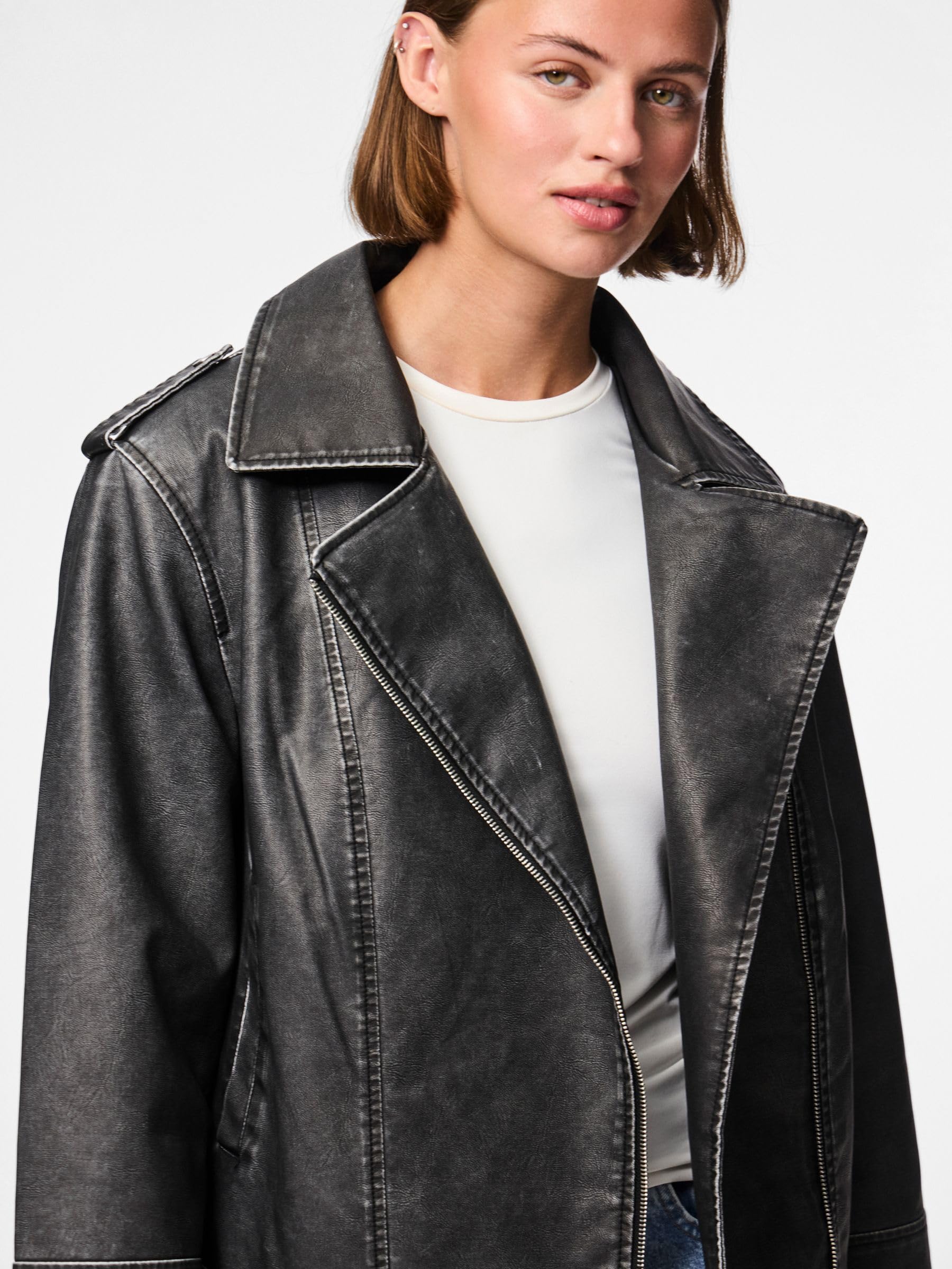 Pieces Pcjosie giacca biker donna ecopelle taglia M
