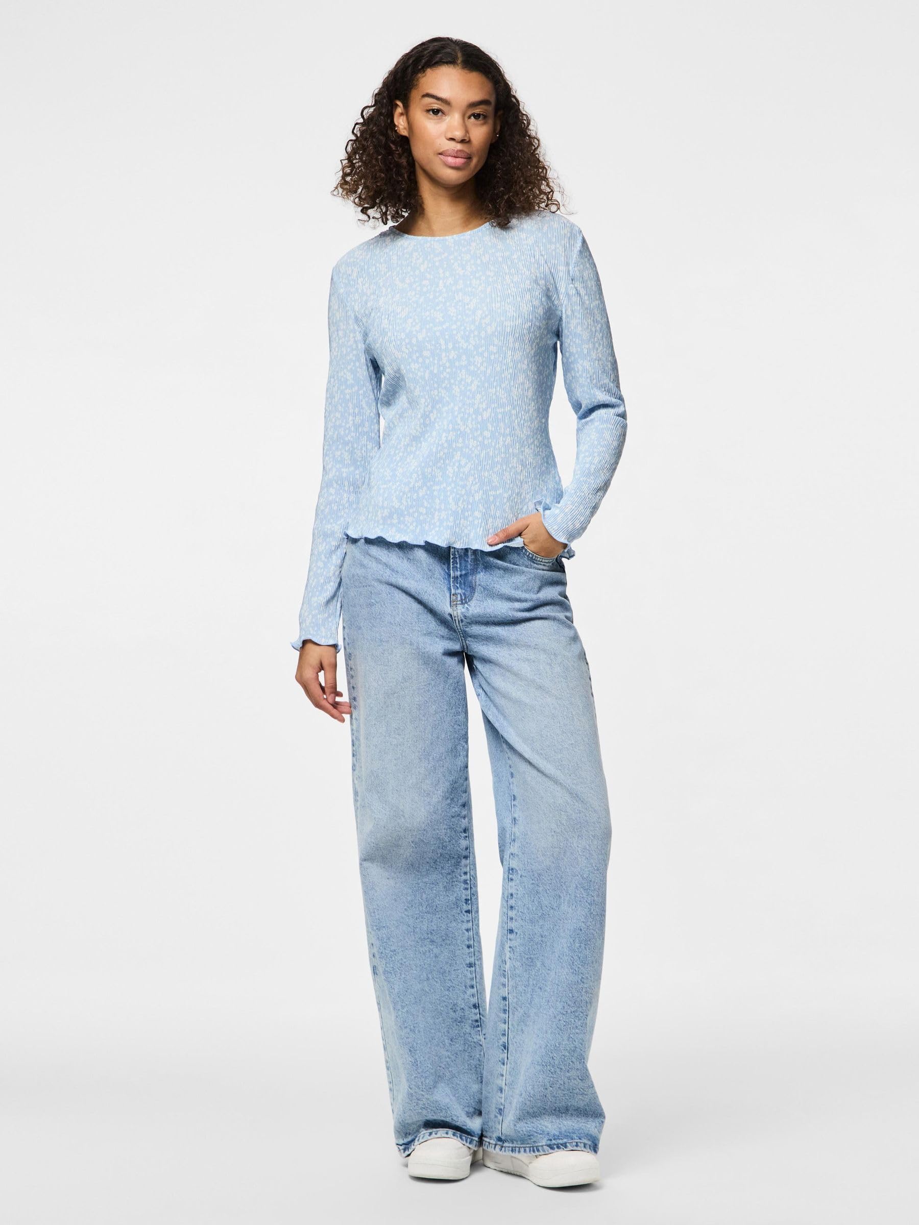 Pieces Pcflora LS Top Noos maglia manica lunga uso quotidiano