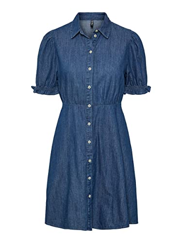 Pieces Pchope SS Shirt Dress vestito blu denim XS