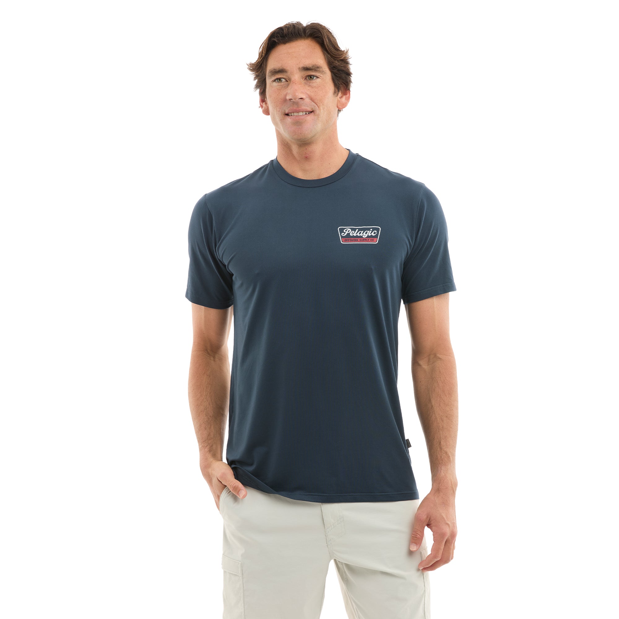 Pelagic Freespool Dockline t-shirt blu navy UPF 50+ traspirante