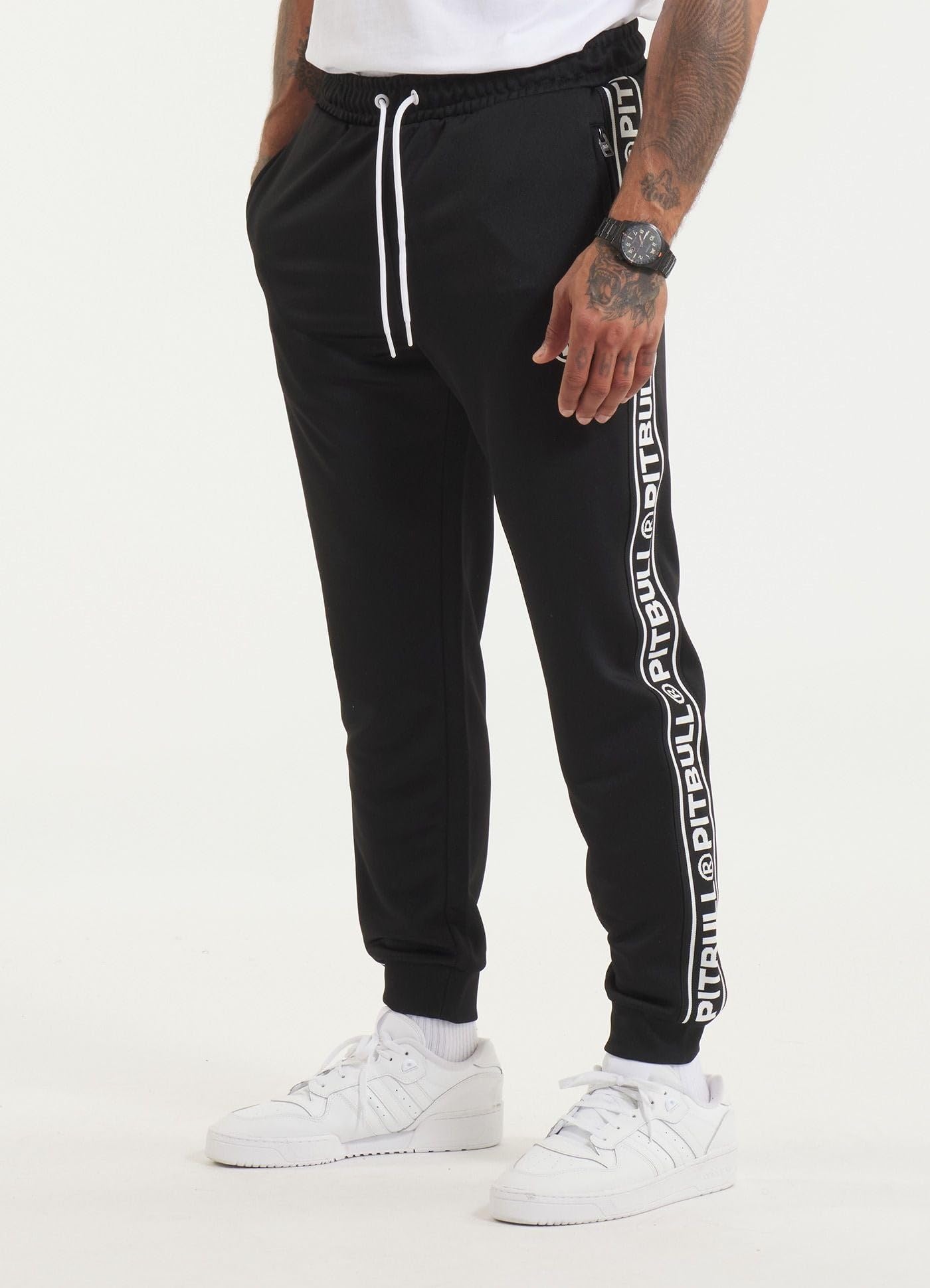 Pitbull Oldschool Tape Logo pantaloni tuta uomo neri