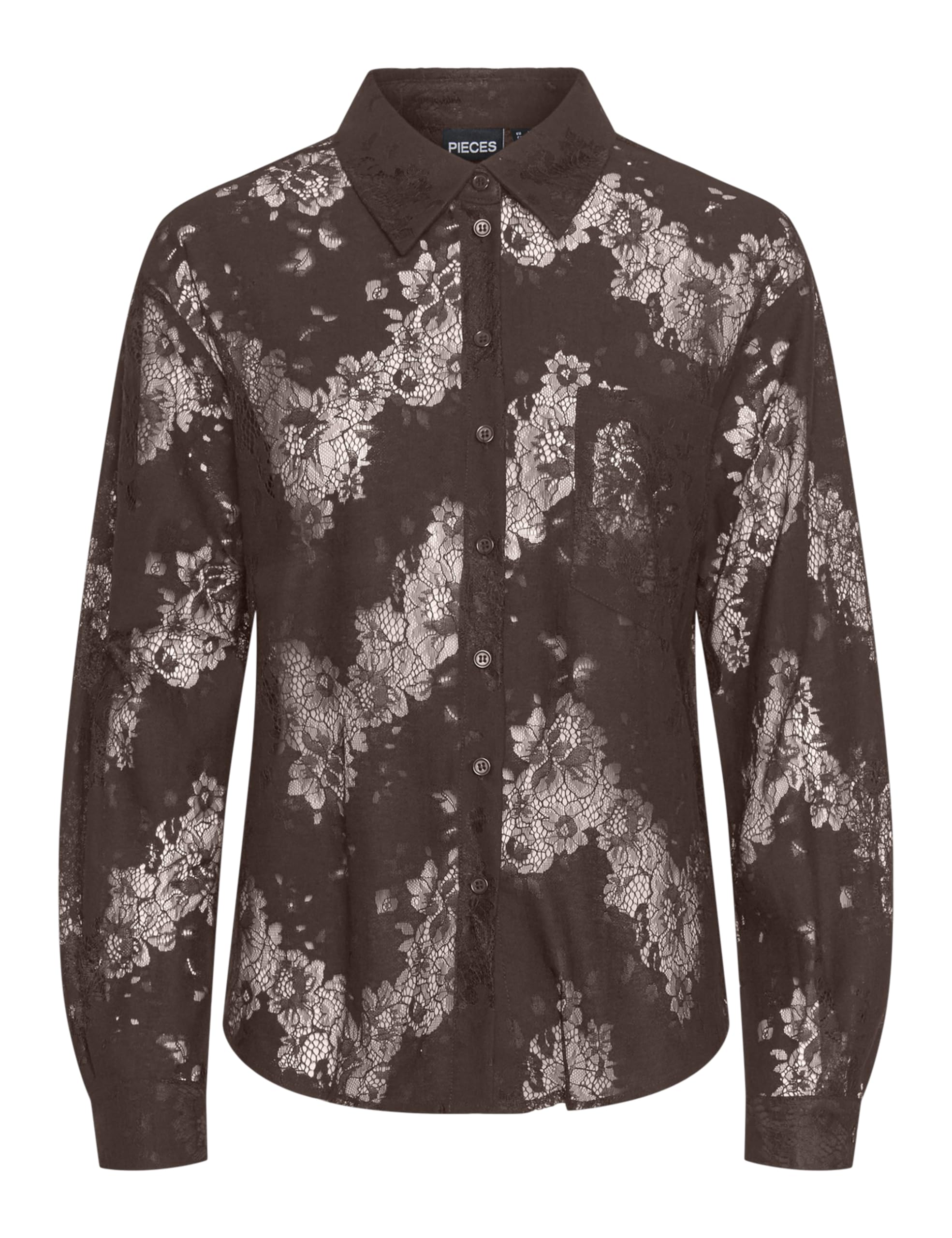 Pieces Pcnorinne camicia donna nera manica lunga