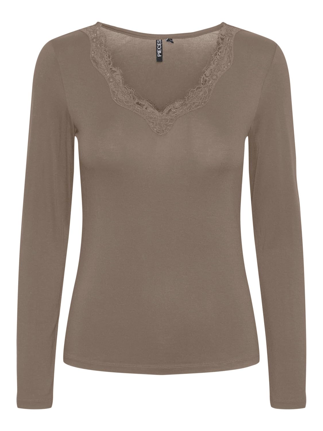 Pieces Pcbarbera LS Lace Top Noos BC maglia pizzo