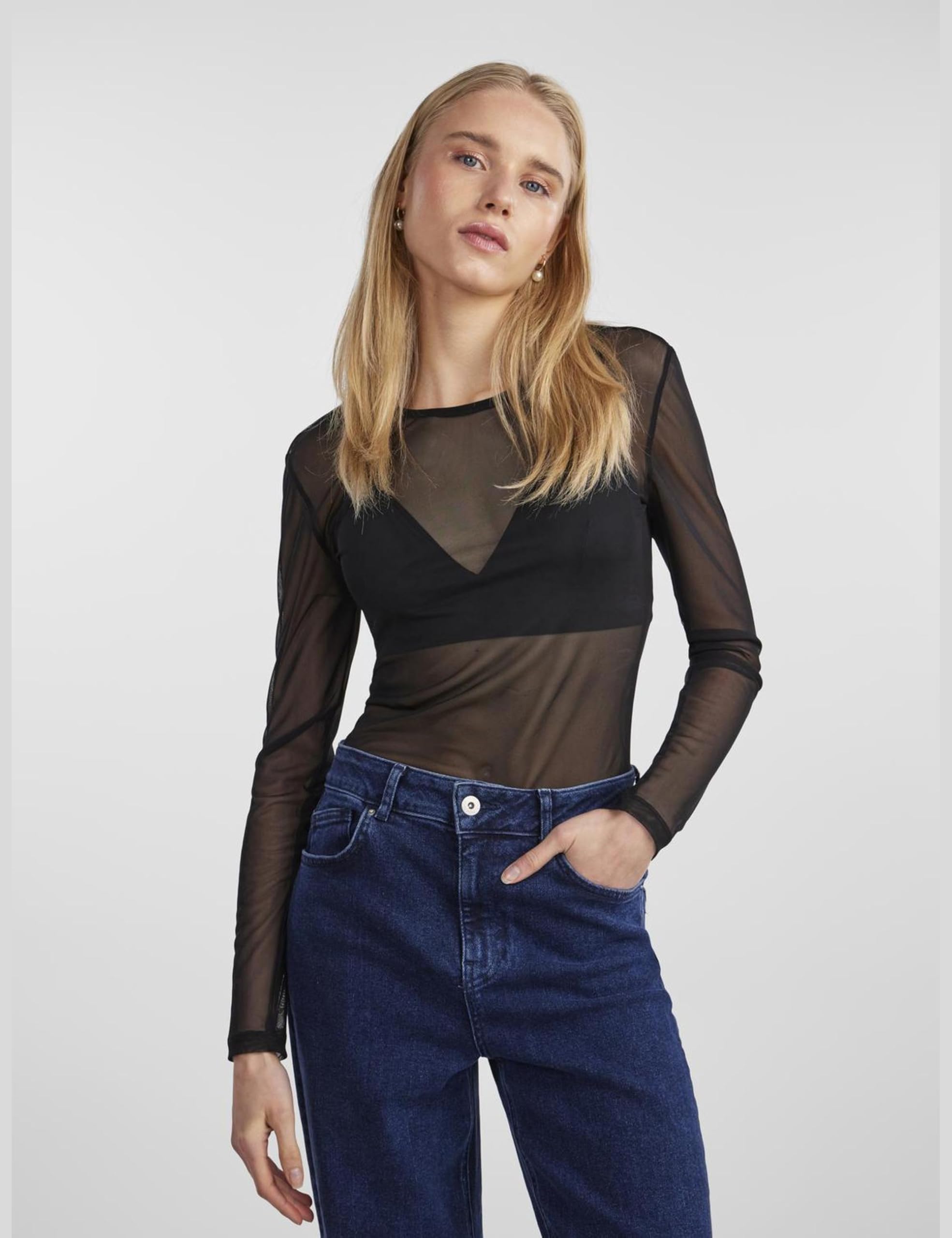 Pieces Pcninni top donna maniche lunghe cotone