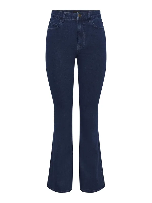 Pieces Pcpeggy Flared HW Jeans Db jeans donna XS svasati