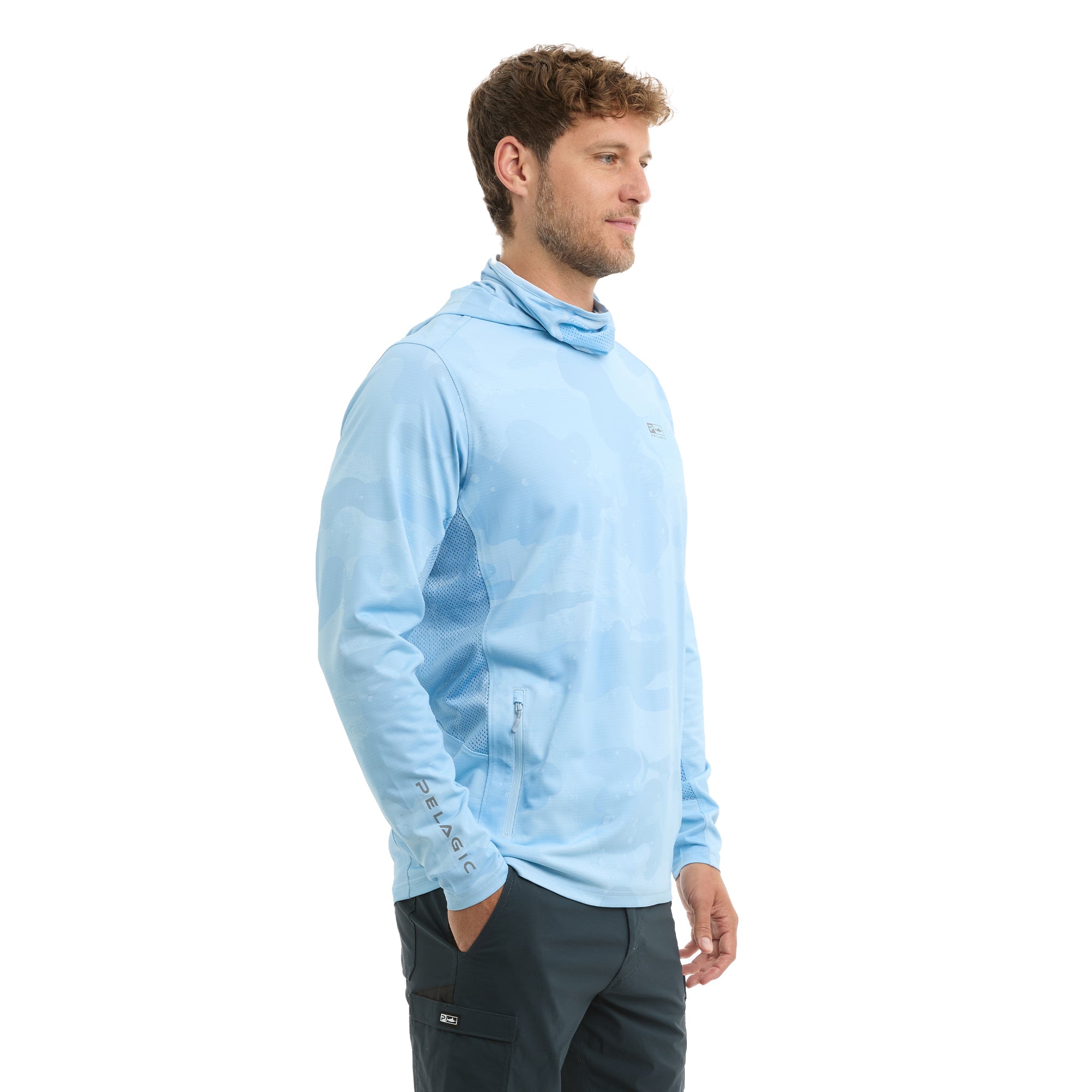 Pelagic Exo-Tech felpa uomo light blue UPF 50+