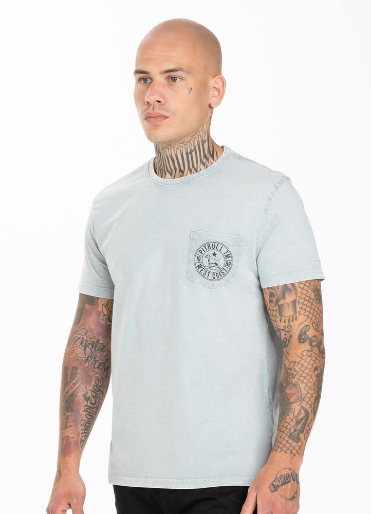 Pitbull Denim Washed Circle Dog Pocket maglietta verde cotone