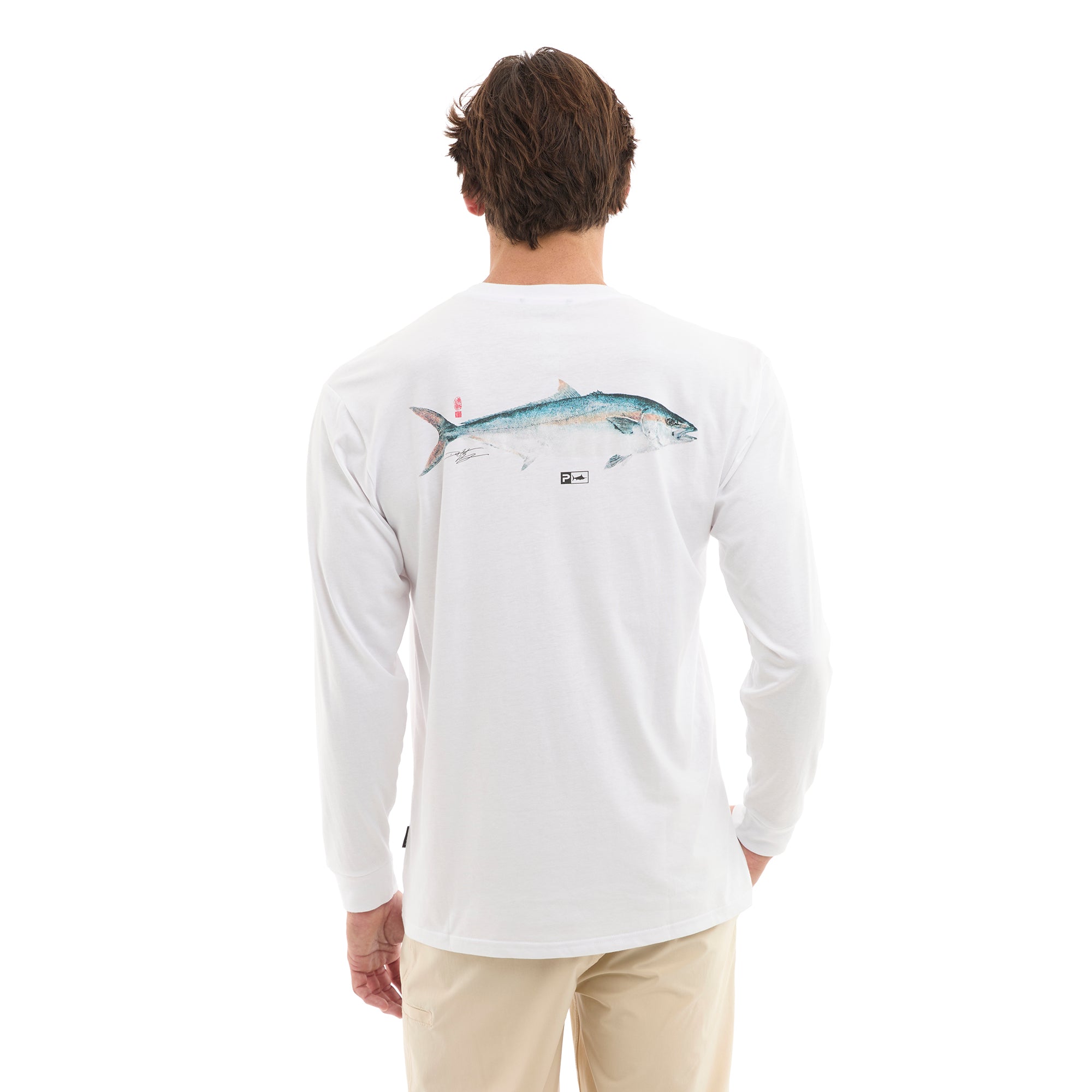 Pelagic DH Yellowtail LS t-shirt bianca cotone