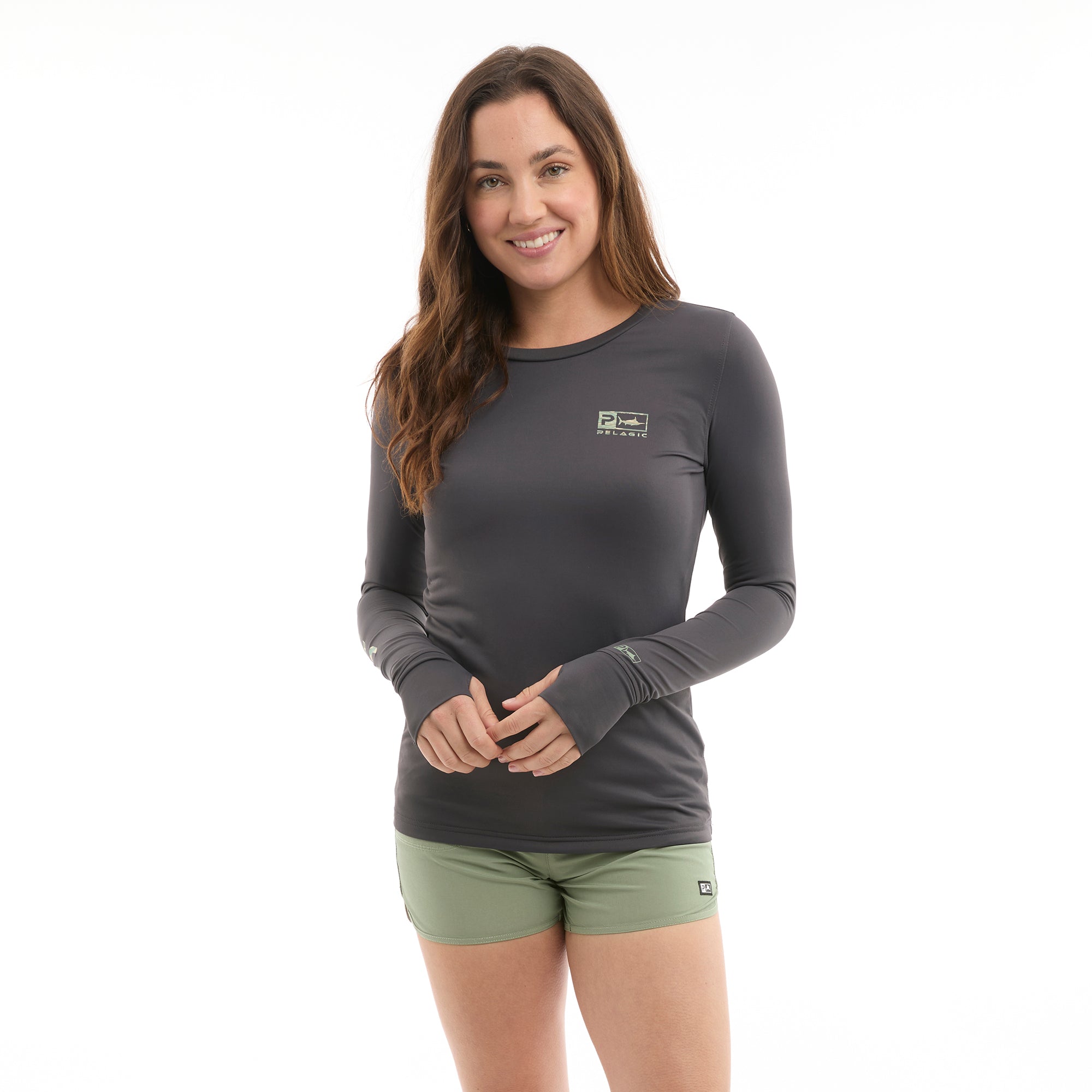 Pelagic Aquatek Wahoo Icon maglia pesca manica lunga grafite UPF 50+