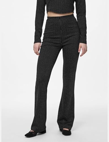 Pieces Pcniannah HW pantaloni svasati donna S neri vita alta