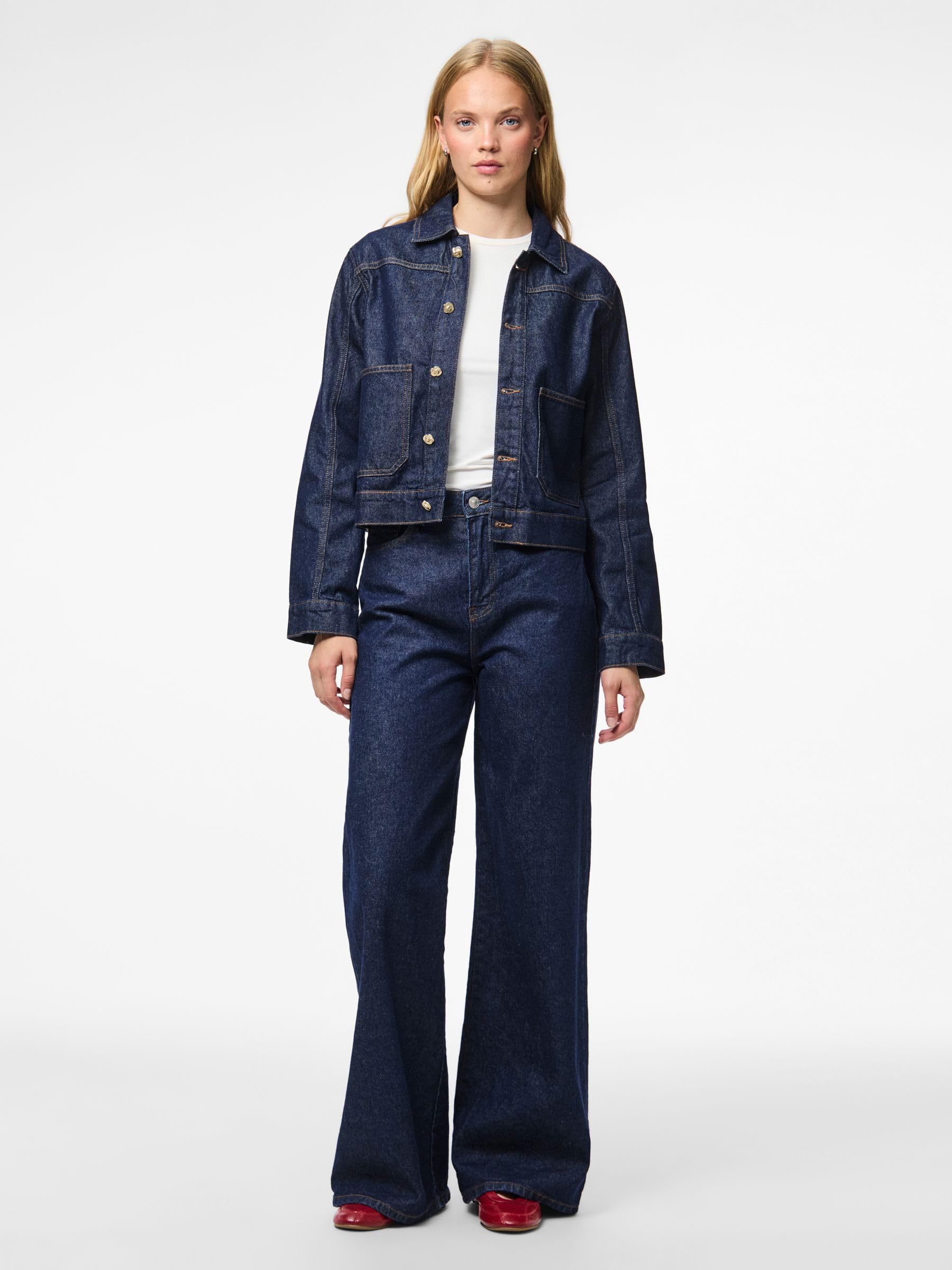 PIECES Pcmalin Denim giacca jeans blu scuro S classica