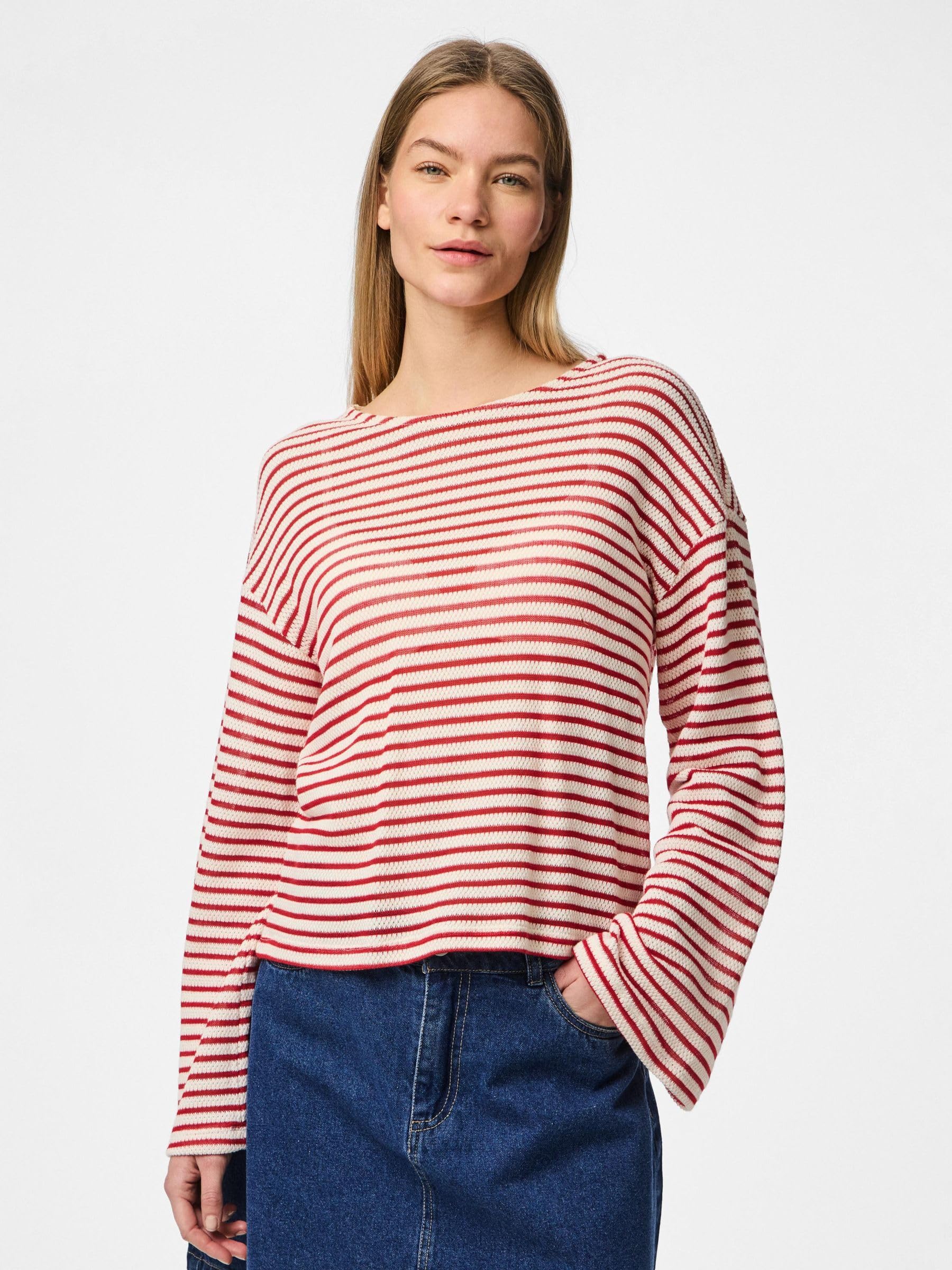 Pieces Pcmanilla LS O-Neck maglia donna manica lunga quotidiana