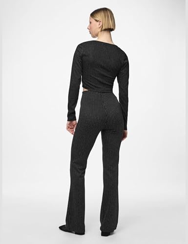 Pieces Pcniannah HW pantaloni svasati donna S neri vita alta