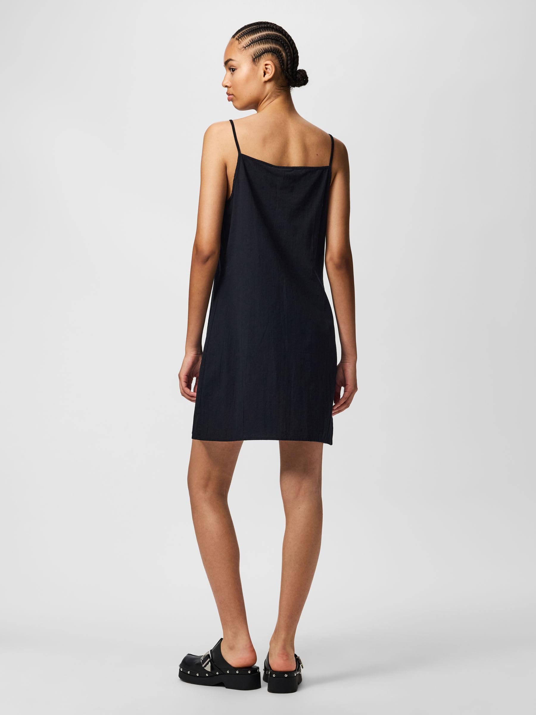Pieces Pcpiva SL Short Dress vestito corto nero manica corta