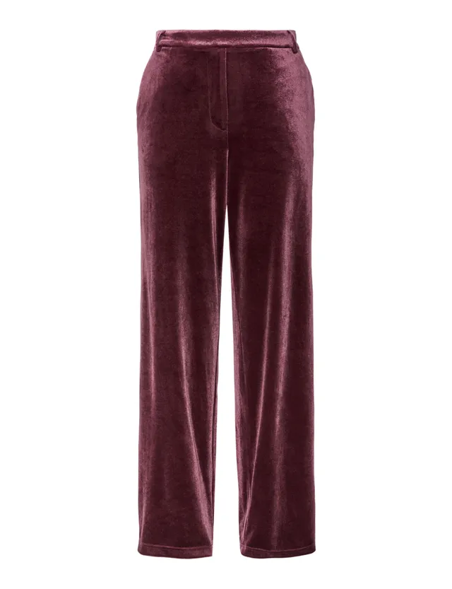 Pieces Pcbosella Velour Pantaloni Donna Vita Alta Larghi