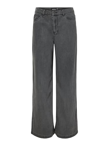 Pieces Pcsmidi MW jeans larghi donna 30W 32L grigio uso quotidiano