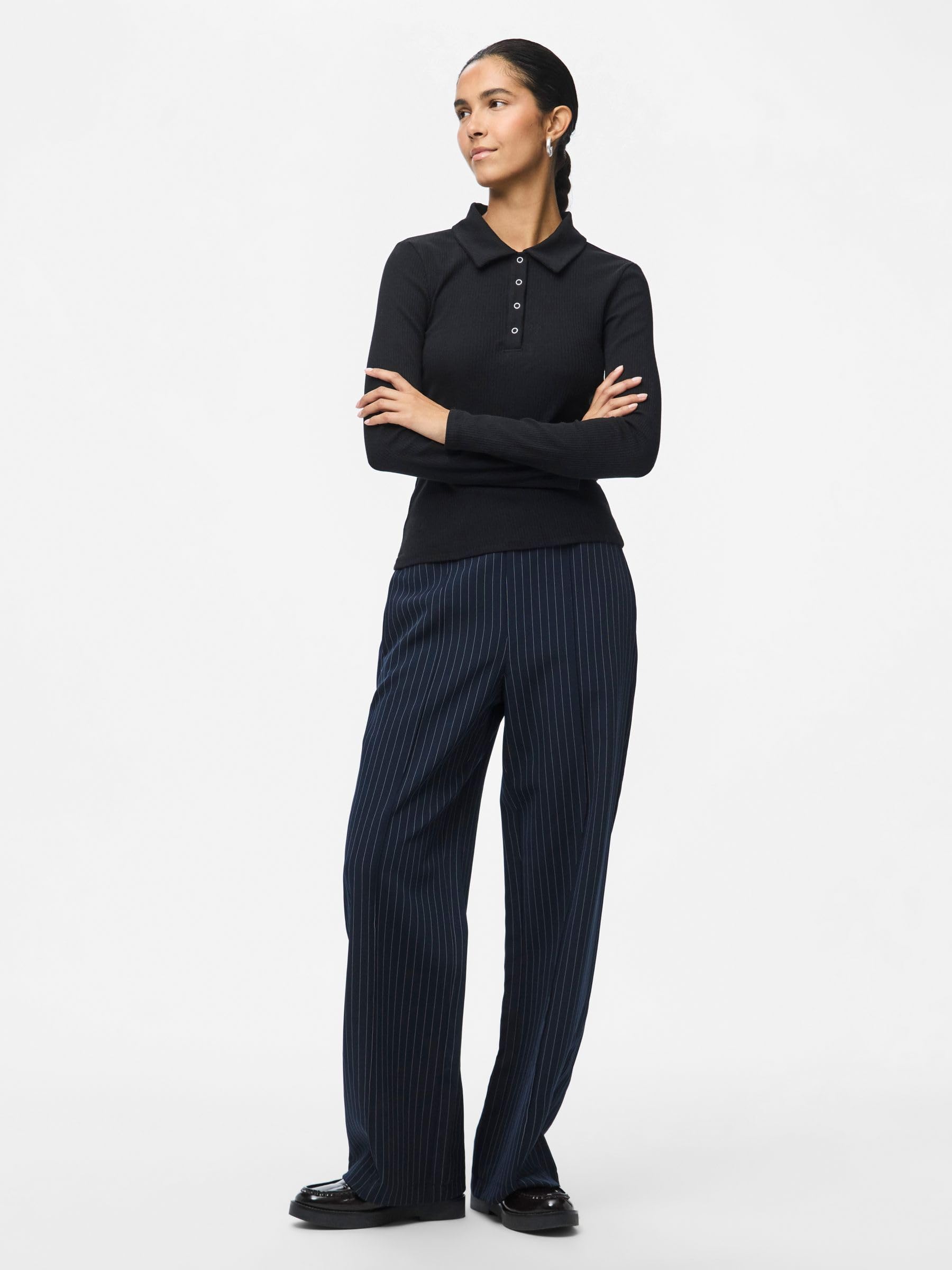 Pieces Pcbozzy Pantaloni Palazzo Donna XL Blu Rigati