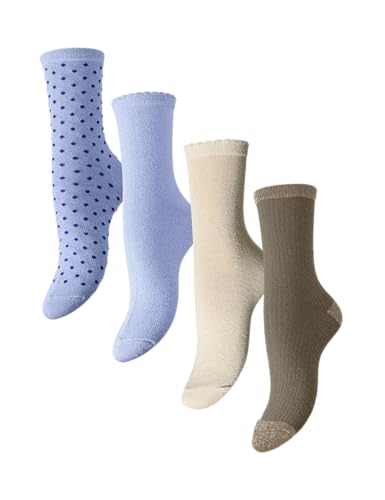 Pieces Pcsebby Glitter Calze Donna Verde 4 Paia Lunghe