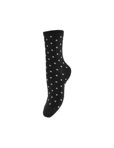 Pieces calze donna nero pois argento taglia unica cotone