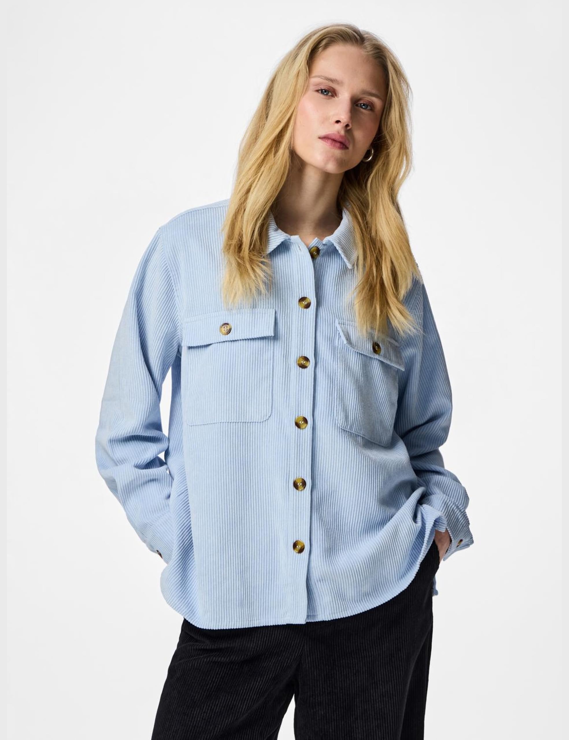 PIECES Pceffi LS Shirt Wvn Noos camicia XS blu manica lunga