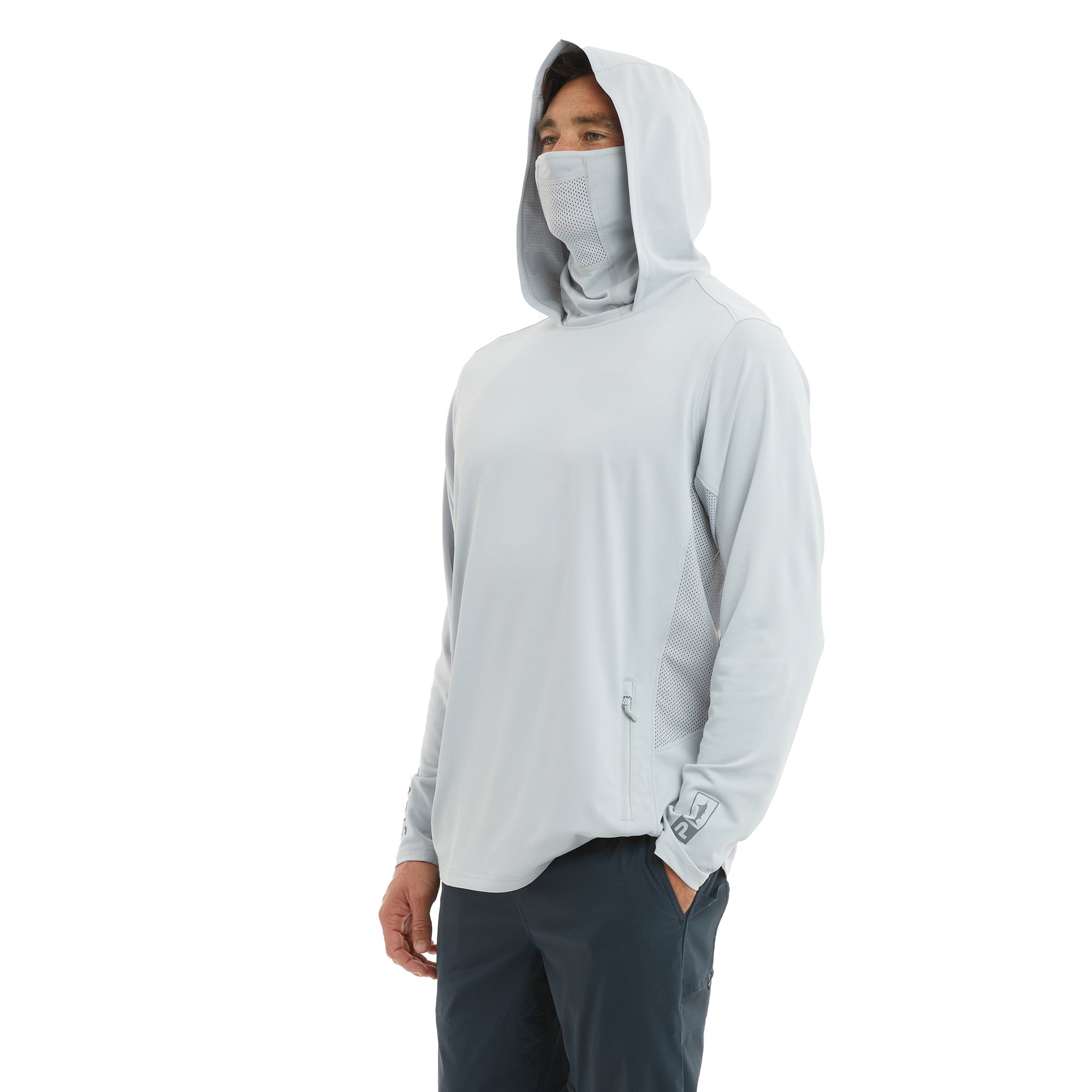 PELAGIC Exo-Tech felpa con cappuccio grigio chiaro UPF 50+