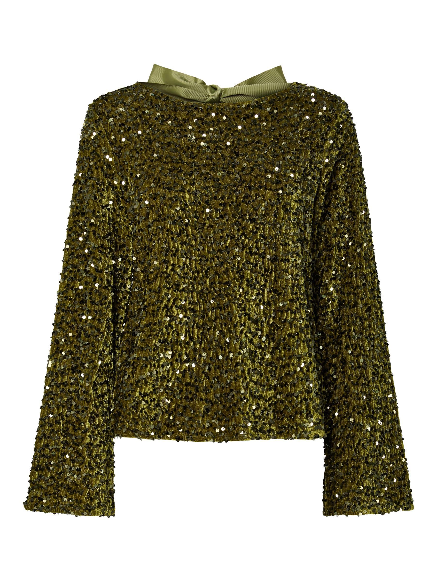 PIECES Pckam LS Deep Back Bow Top maglietta maniche lunghe