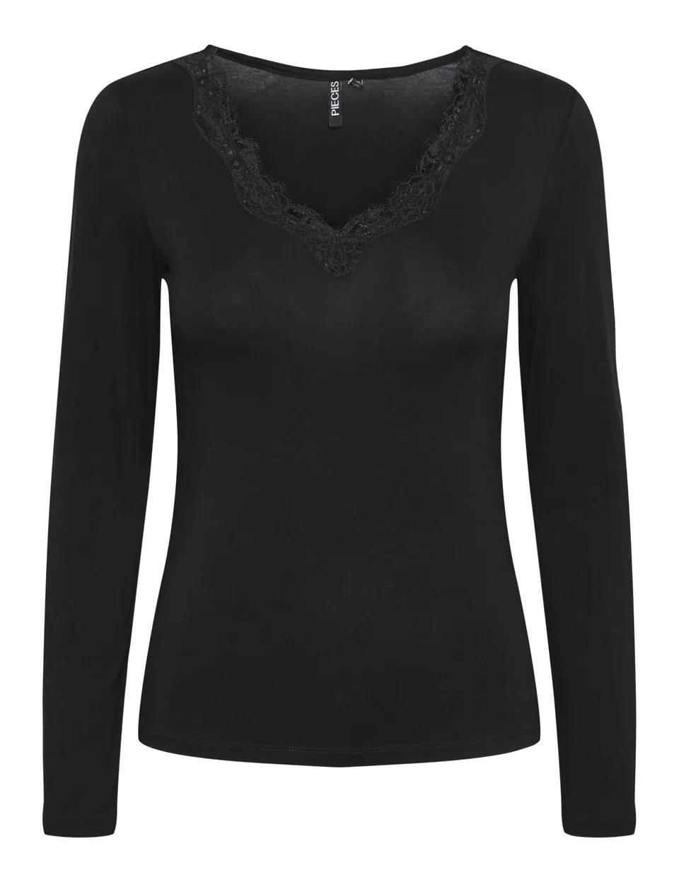 Pieces Pcbarbera LS Lace Top Noos BC maglia pizzo