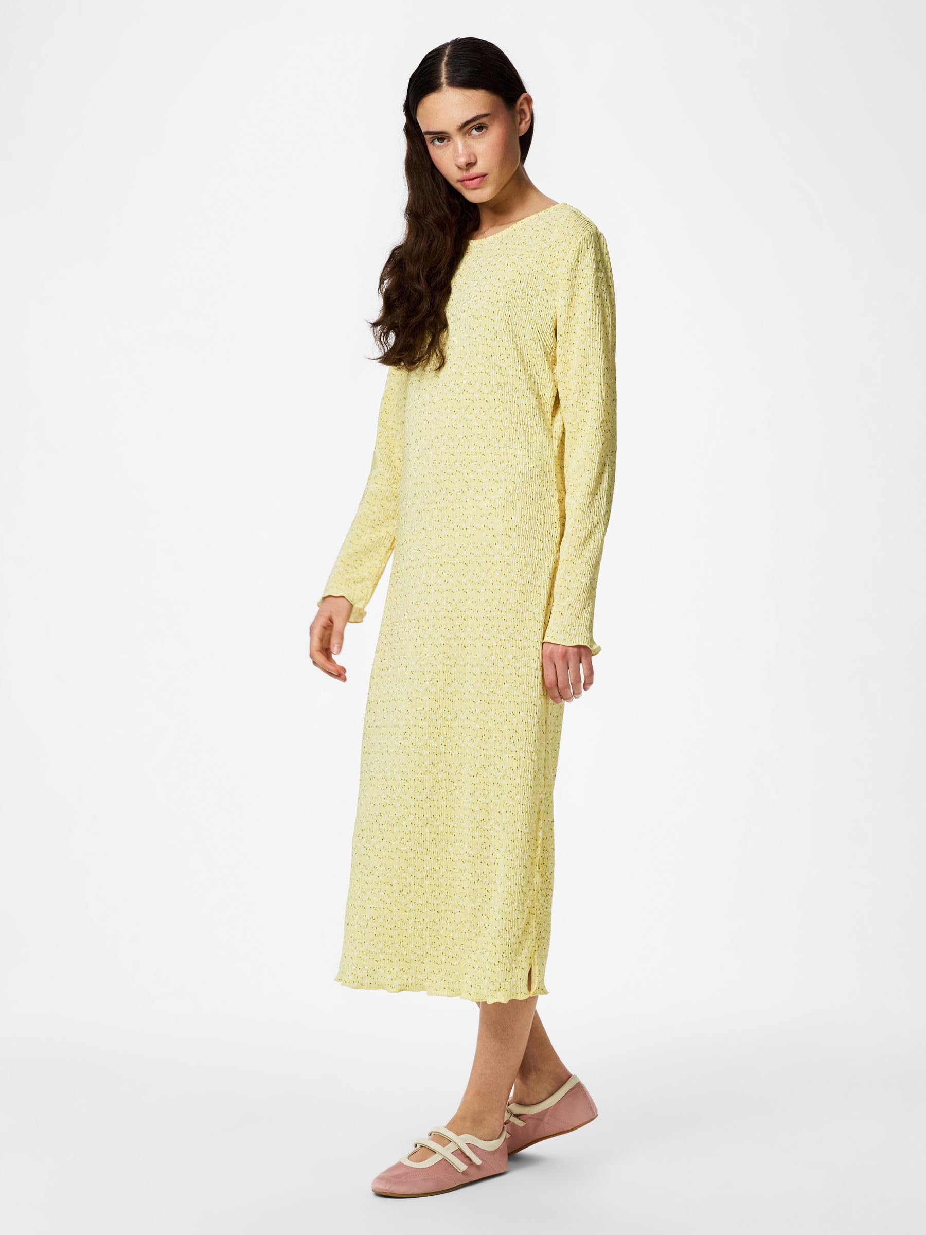 Pieces Pcflora LS Midi Dress Jrs Noos BC abito midi donna