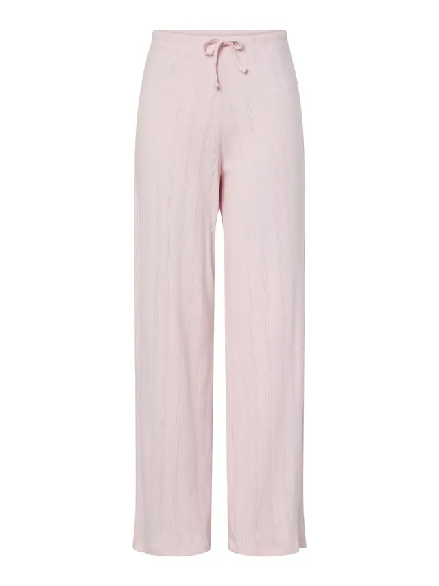Pieces Pcmarie Pointelle pantaloni donna rosa jersey