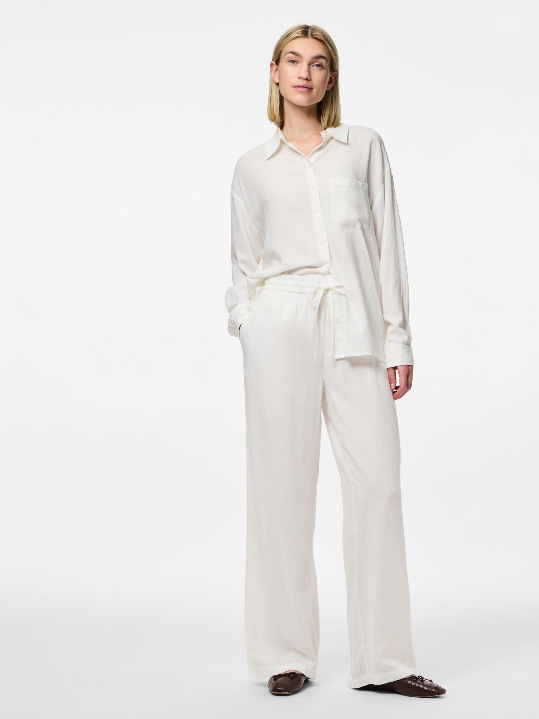 Pieces Pcpia HW Wide Pants Pwp Mm Noos pantaloni M bianchi