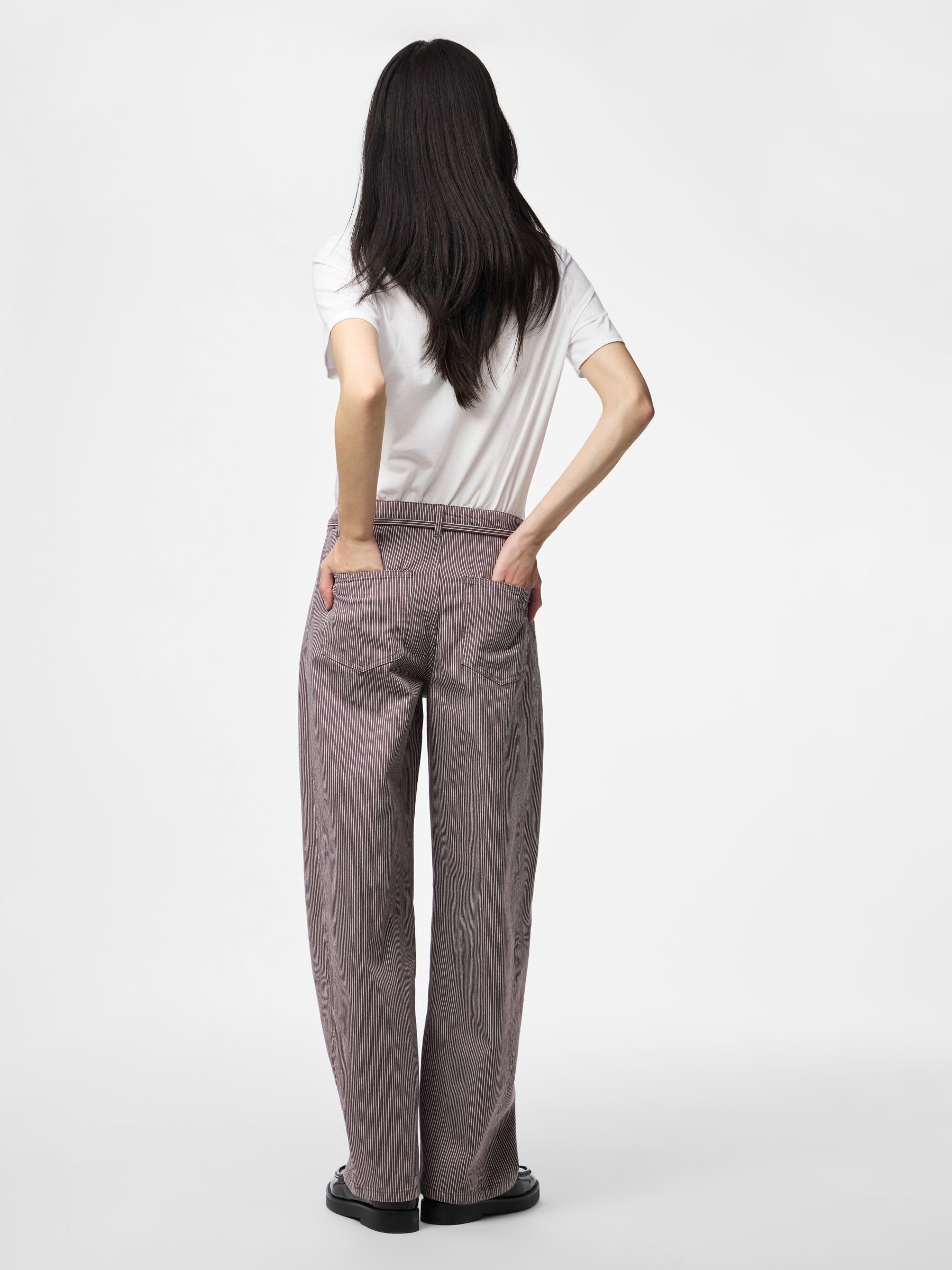 Pieces Pcbillo MW Tie Barrel jeans donna gamba barrel